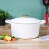 image:imageCrock Pot Artisan 5 Quart Enameled Cast Iron Round Dutch Oven RedMatte Linen White w Gold Knob