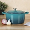 image:imageCrock Pot Artisan 5 Quart Enameled Cast Iron Round Dutch Oven RedTeal Ombre