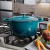image:imageCrock Pot Artisan 5 Quart Enameled Cast Iron Round Dutch Oven RedTeal Ombre