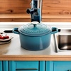 image:imageCrock Pot Artisan 5 Quart Enameled Cast Iron Round Dutch Oven RedTeal Ombre