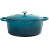image:imageCrock Pot Artisan 5 Quart Enameled Cast Iron Round Dutch Oven RedTeal Ombre