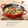 image:imageCrock Pot Artisan Enameled Cast Iron Braiser WLid 5Quart AquaRed w Glass Lid