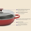 image:imageCrock Pot Artisan Enameled Cast Iron Braiser WLid 5Quart AquaRed w Glass Lid