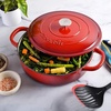 image:imageCrock Pot Artisan Enameled Cast Iron Braiser WLid 5Quart AquaScarlet Red