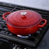 image:imageCrock Pot Artisan Enameled Cast Iron Braiser WLid 5Quart AquaScarlet Red