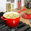 image:imageCrockPot 3Quart European Enameled Cast Iron Saucepan with Lid  Gradient Red Durable Oven Safe CookwareGradient Red