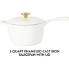 image:imageCrockPot 3Quart European Enameled Cast Iron Saucepan with Lid  Gradient Red Durable Oven Safe CookwareMatte Linen White