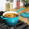 image:imageCrockPot 3Quart European Enameled Cast Iron Saucepan with Lid  Gradient Red Durable Oven Safe CookwareTeal Ombre