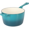 image:imageCrockPot 3Quart European Enameled Cast Iron Saucepan with Lid  Gradient Red Durable Oven Safe CookwareTeal Ombre