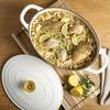 image:imageCrockPot Artisan Oval Enameled Cast Iron Dutch Oven 7Quart Scarlet RedLinen White w Gold Knob
