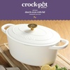 image:imageCrockPot Artisan Oval Enameled Cast Iron Dutch Oven 7Quart Scarlet RedLinen White w Gold Knob