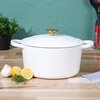 image:imageCrockPot Artisan Oval Enameled Cast Iron Dutch Oven 7Quart Scarlet RedMatte Linen White w Gold Knob