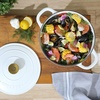 image:imageCrockPot Artisan Oval Enameled Cast Iron Dutch Oven 7Quart Scarlet RedMatte Linen White w Gold Knob