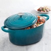 image:imageCrockPot Artisan Oval Enameled Cast Iron Dutch Oven 7Quart Scarlet RedTeal Ombre