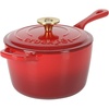 image:imageCrockPot 3Quart European Enameled Cast Iron Saucepan with Lid  Gradient Red Durable Oven Safe CookwareGradient Red