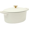 image:imageCrockPot Artisan Oval Enameled Cast Iron Dutch Oven 7Quart Scarlet RedLinen White w Gold Knob