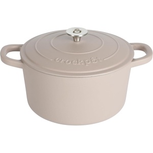 image:imageCrock Pot Artisan 5 Quart Enameled Cast Iron Round Dutch Oven RedMatte Dusty Pink