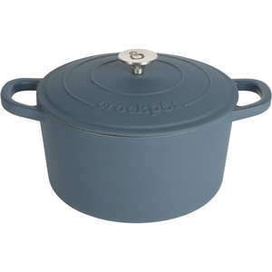 image:imageCrock Pot Artisan 5 Quart Enameled Cast Iron Round Dutch Oven RedMatte Navy Blue