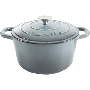 image:imageCrock Pot Artisan 5 Quart Enameled Cast Iron Round Dutch Oven RedSlate Gray