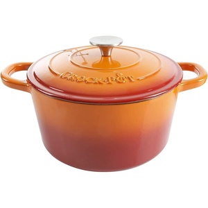 image:imageCrock Pot Artisan 5 Quart Enameled Cast Iron Round Dutch Oven RedSunset Orange