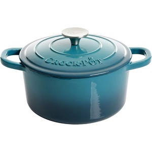image:imageCrock Pot Artisan 5 Quart Enameled Cast Iron Round Dutch Oven RedTeal Ombre