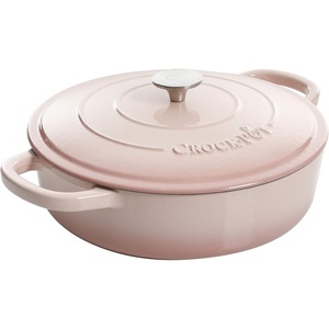 image:imageCrock Pot Artisan Enameled Cast Iron Braiser WLid 5Quart AquaBlush Pink