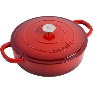 image:imageCrock Pot Artisan Enameled Cast Iron Braiser WLid 5Quart AquaScarlet Red