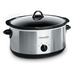 image:imageCrockPot 7Quart Manual Slow Cooker Family Size Serves 8 People amp Fits 6lb Roast Removable Stoneware with Warming Setting Dishwasher Safe for Easy Cleanup CharcoalStainless Steel