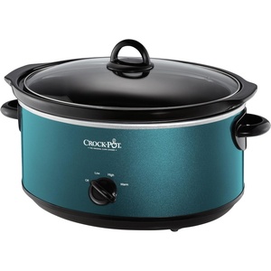 image:imageCrockPot 7Quart Manual Slow Cooker Family Size Serves 8 People amp Fits 6lb Roast Removable Stoneware with Warming Setting Dishwasher Safe for Easy Cleanup CharcoalTurquoise
