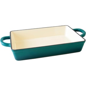 image:imageCrockPot Artisan 13 Enameled Cast Iron Lasagna Pan  Matte Linen White Durable Oven Safe BakewareTeal Ombre