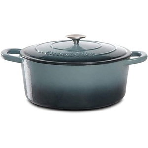 image:imageCrockPot Artisan Oval Enameled Cast Iron Dutch Oven 7Quart Scarlet RedSlate Gray