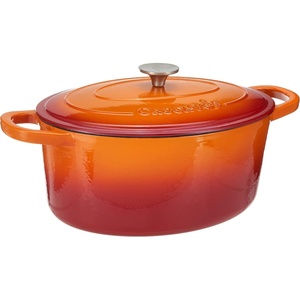 image:imageCrockPot Artisan Oval Enameled Cast Iron Dutch Oven 7Quart Scarlet RedSunset Orange