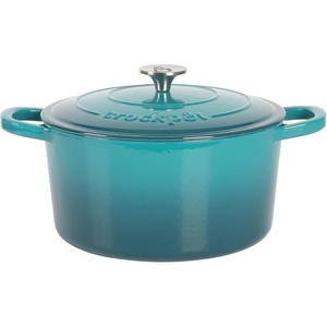 image:imageCrockPot Artisan Oval Enameled Cast Iron Dutch Oven 7Quart Scarlet RedTeal Ombre