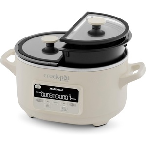 image:imageCrockPot MultiMeal Multicooker and Programmable Slow Cooker with Bake Function Create 2 Dishes Simultaneously Two 37qt Nonstick Pots Feed 8 People DishwasherSafeMulticooker