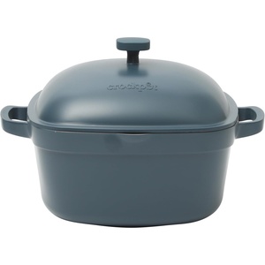 image:imageCrockPot Northvale Cast Aluminum Lightweight Durable 52 Quart Heavy Duty Dutch Oven Pot With Lid Oven Safe Dual Handles  Matte Linen WhiteMatte Blue