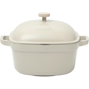 image:imageCrockPot Northvale Cast Aluminum Lightweight Durable 52 Quart Heavy Duty Dutch Oven Pot With Lid Oven Safe Dual Handles  Matte Linen WhiteMatte Linen White