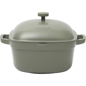 image:imageCrockPot Northvale Cast Aluminum Lightweight Durable 52 Quart Heavy Duty Dutch Oven Pot With Lid Oven Safe Dual Handles  Matte Linen WhiteMatte Sage Green